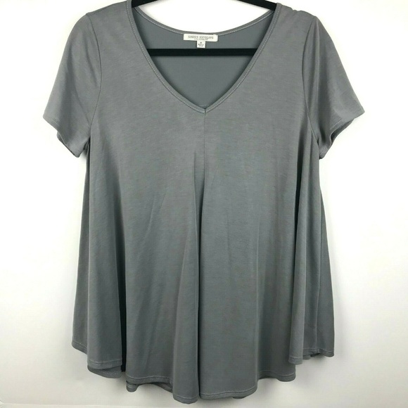 Green Envelope Sz M Top Gray Stretch Swing Blouse - Picture 1 of 6
